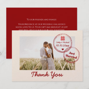 Cartão De Agradecimento Casamento de destino vermelho dupla felicidade fot
