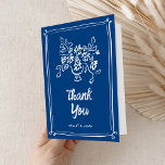 Cartão De Agradecimento Casamento de diversão, desenhado à mão, brilhante<br><div class="desc">Este belo cartões de agradecimentos de casamento apresenta um motivo floral desenhado à mão e um quadro com tipografia visual escrita à mão em branco sobre a perfeita sombra de azul. O olhar é furado e divertido,  mas ainda romântico! Consulte a coleção para obter mais itens.</div>