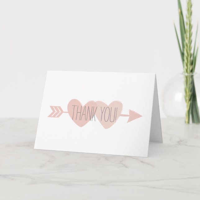 Cartão De Agradecimento Casamento de Dois Corações (Frente)