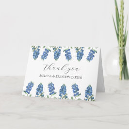Cartão De Agradecimento Casamento de Dusty Blue Floral Wildflower Obrigado