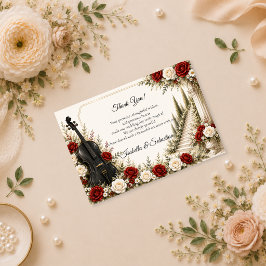 Cartão De Agradecimento Casamento de Elegância no Jardim Musical Romântico
