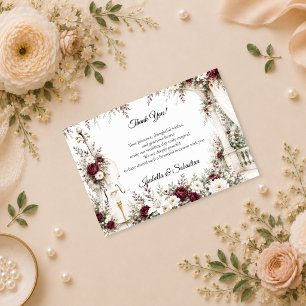 Cartão De Agradecimento Casamento de Elegância no Jardim Romântico ao Viol