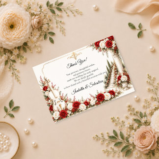 Cartão De Agradecimento Casamento de Elegância Romântica no Violoncelo na 