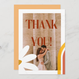 Cartão De Agradecimento Casamento de Energia da Flor Retro Groovy