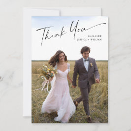 Cartão De Agradecimento Casamento de Escrita Manual Minimalista Elegante 2