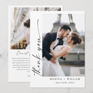 Cartão De Agradecimento Casamento de Escrita Manual Minimalista Elegante 2