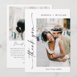 Cartão De Agradecimento Casamento de Escrita Manual Minimalista Elegante 2