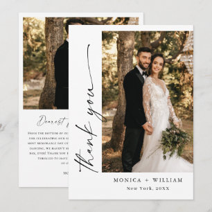 Cartão De Agradecimento Casamento de Escrita Manual Minimalista Elegante 2