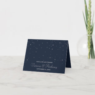 Cartão De Agradecimento Casamento de Estrelas Marinhos Elegantes e Silver 