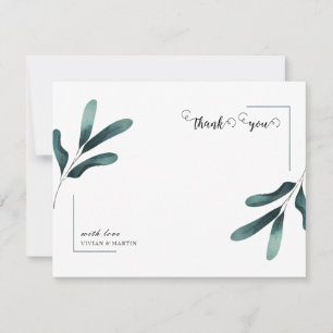 Cartão De Agradecimento Casamento de Eucalyptus, Caligrafia Verde Floresta