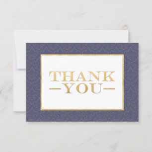 Cartão De Agradecimento Casamento De Fleur De Lis Azul E Dourado Obrigado