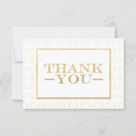 Cartão De Agradecimento Casamento de Fleur De Lis Branco e Dourado Obrigad