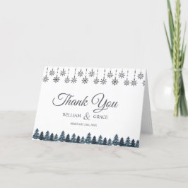 Cartão De Agradecimento Casamento de flocos de neve da Wonderland Winter