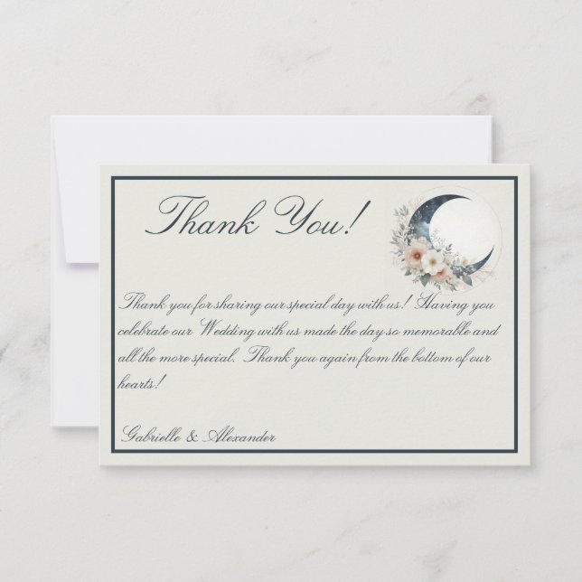 Cartão De Agradecimento Casamento de Flor Branco (Frente)