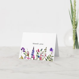 Cartão De Agradecimento Casamento de flor selvagem elegante dobrado