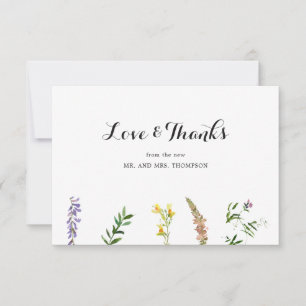 Cartão De Agradecimento Casamento de Flor Selvagem Floral Simples Russo