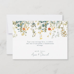 Cartão De Agradecimento Casamento de Flor Silvestre Azul