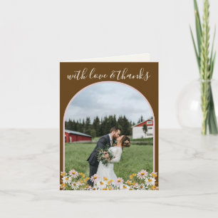Cartão De Agradecimento Casamento de Flor Silvestre Caprichosa Marrom Choc