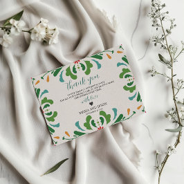Cartão De Agradecimento Casamento de Floral Fiesta, Colorido do Folk Art M