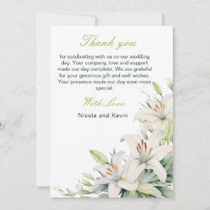 Cartão De Agradecimento Casamento de Flores Brancas