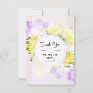 Cartão De Agradecimento Casamento De Flores De Aquarela, Obrigado