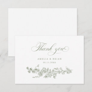 Cartão De Agradecimento Casamento De Flores De Elegante Floral