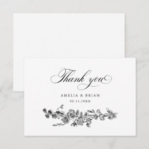 Cartão De Agradecimento Casamento De Flores De Elegante Floral