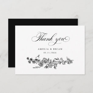 Cartão De Agradecimento Casamento De Flores De Elegante Floral