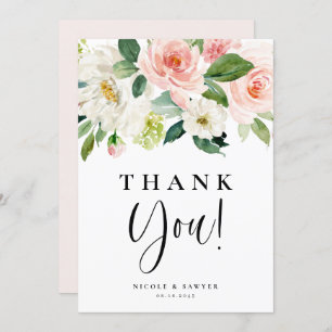 Cartão De Agradecimento Casamento de Flores de Jardim Bonito de Aquarela