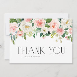 Cartão De Agradecimento Casamento de Flores de Jardim Bonito de Aquarela