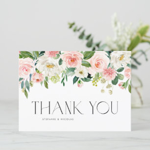 Cartão De Agradecimento Casamento de Flores de Jardim Bonito de Aquarela
