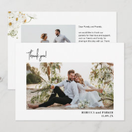Cartão De Agradecimento Casamento de Flores de Jardim Obrigado foto Qr sca