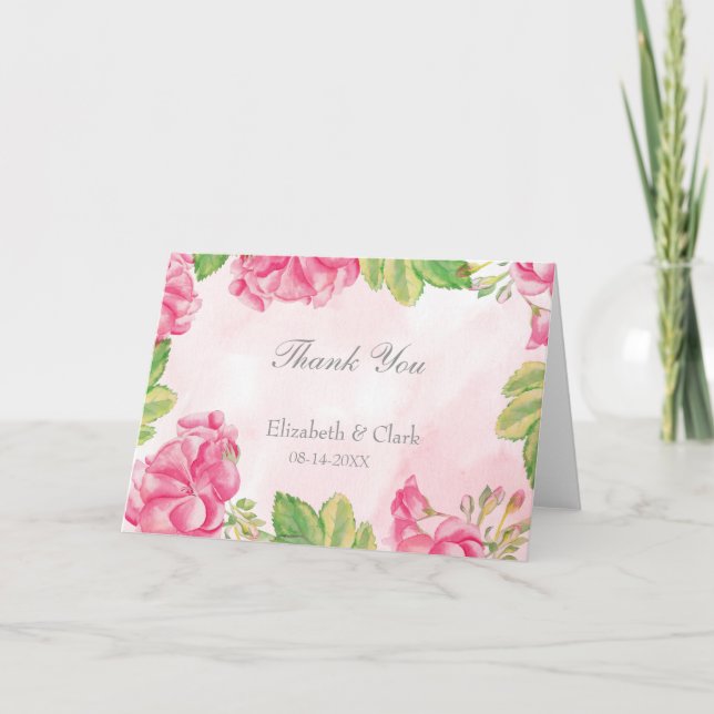 Cartão De Agradecimento Casamento de Flores de Verão Obrigado (Frente)