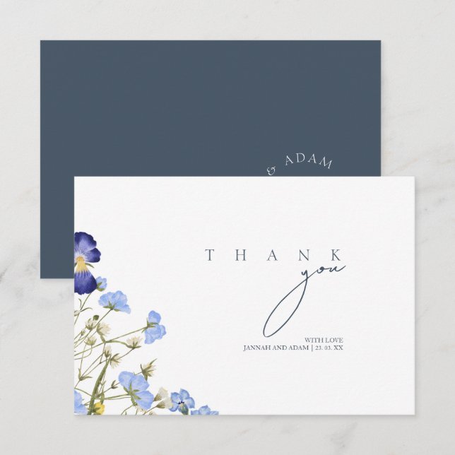 Cartão De Agradecimento Casamento de Flores Selvagens de Opulência Real El (Frente/Verso)