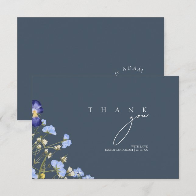 Cartão De Agradecimento Casamento de Flores Selvagens Real Simples (Frente/Verso)