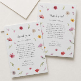 Cartão De Agradecimento Casamento de Flores Silvestres