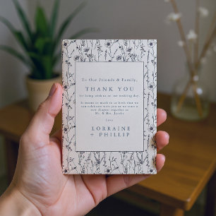 Cartão De Agradecimento Casamento de flores silvestres do estilo Vintage