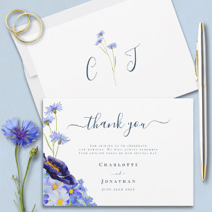 Cartão De Agradecimento Casamento de Flores Silvestres Modernas