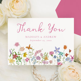 Cartão De Agradecimento Casamento de Flores Silvestres no Jardim Caprichos
