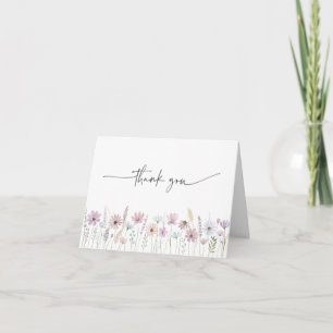 Cartão De Agradecimento Casamento de Flores Silvestres Pastel Vintage