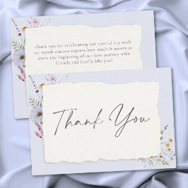 Cartão De Agradecimento Casamento de Flores Silvestres Romântico Azul Poei