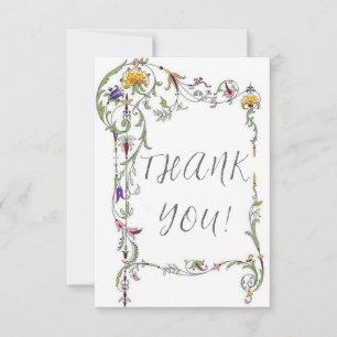 Cartão De Agradecimento Casamento de Flores Silvestres Rústico País Flores