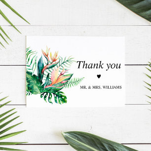 Cartão De Agradecimento Casamento de Flores Tropicais