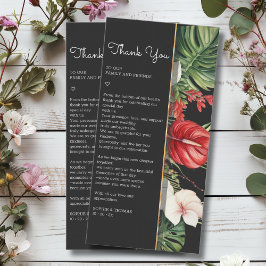 Cartão De Agradecimento Casamento de flores tropicais e folhas de cor d'ág