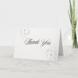 Cartão De Agradecimento Casamento de flores watercolor minimalista branca