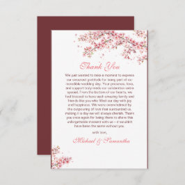 Cartão De Agradecimento Casamento de Floresta de Cereja Elegante