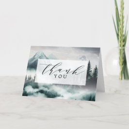 Cartão De Agradecimento Casamento de Florestas de Montanha Misty Moonlight