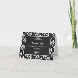 Cartão De Agradecimento Casamento De Folha Floral Chalkboard Obrigado