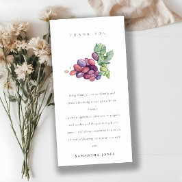 Cartão De Agradecimento Casamento de Folhagem de Uvas de Vidro Elegante