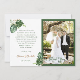 Cartão De Agradecimento Casamento de Folhas de Palmeira Verde Aquarela Tro